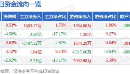 股票行情快报：软通动力（301236）9月29日主力资金净买入1803.17万元
