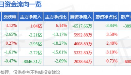 股票行情快报：软通动力（301236）9月24日主力资金净买入1.04亿元