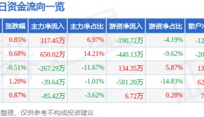 股票行情快报:西部建设(002302)5月30日主力资金净买入317.45万元