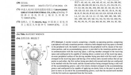 巨星科技公布国际专利申请:“棘轮扳手”